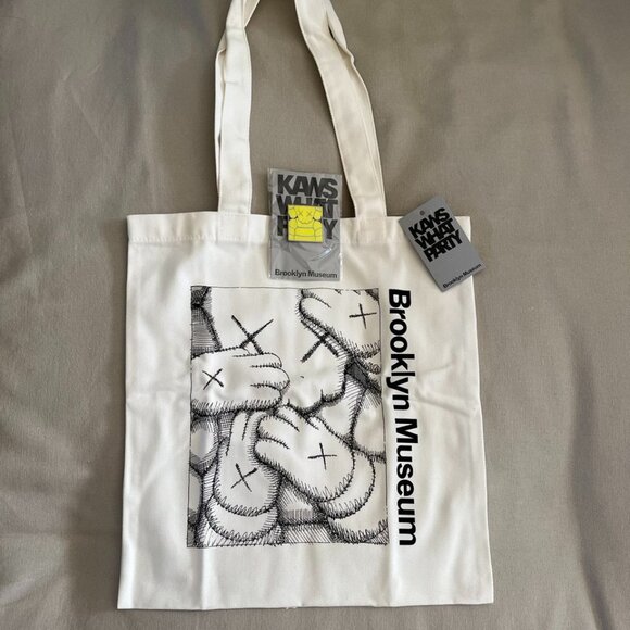 NEW KAWS What Party x Brooklyn Museum Tote and Pin - Picture 1 of 5
